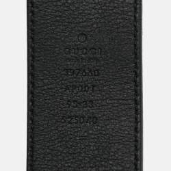 Pre Owned Gucci Black Leather GG Marmont Buckle Belt 95CM