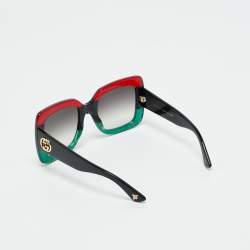 مملوكة مسبقًا نظارة شمسية غوتشي GG0083S حمراء/خضراء جليتر متشابكة جي كبيرة الحجم