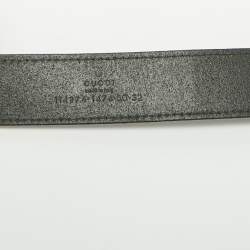 Pre Owned Gucci Black Leather Interlocking G Buckle Belt 80 CM