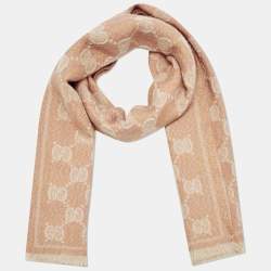 Pre Owned Gucci Orange Wool So Lady Moul Nest Scarf