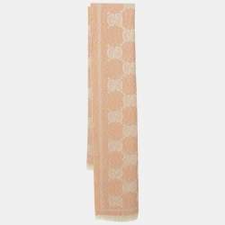 Pre Owned Gucci Orange Wool So Lady Moul Nest Scarf