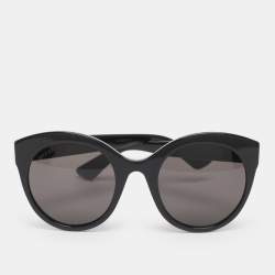 Pre Owned Gucci Black Acetate GG0028S Round Sunglasses 