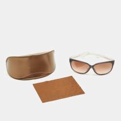 Pre Owned Gucci White/Brown Gradient GG 3551/F/S Interlocking G Oversized Sunglasses