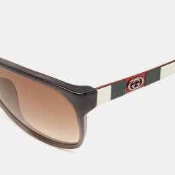 Pre Owned Gucci White/Brown Gradient GG 3551/F/S Interlocking G Oversized Sunglasses