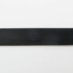 مملوكة مسبقًا حزام غوتشي جلد أسود GG مارمونت نحيف 80 سم