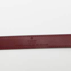 Pre Owned Gucci Burgundy Guccissima Leather Interlocking G Slim Belt 95CM