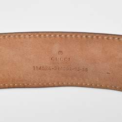 Pre Owned Gucci Gold GG Imprime Canvas Interlocking G Buckle Belt 95CM