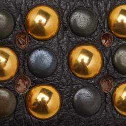 Pre Owned حزام غوتشي بني داكن جلد بمسامير مشبك 80 سم