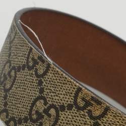 Pre Owned Gucci Beige GG Supreme Canvas Tiger Print Buckle Belt 90CM