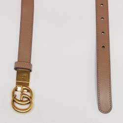 مملوكة مسبقًا حزام غوتشي جي جي مارمونت جلد بيج/أسود 90 سم
