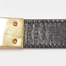 مملوكة مسبقًا حزام غوتشي جي جي مارمونت جلد بيج/أسود 90 سم