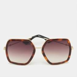 Pre Owned Gucci Brown Gradient GG106S Oversized Sunglasses