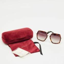 Pre Owned Gucci Brown Gradient GG106S Oversized Sunglasses