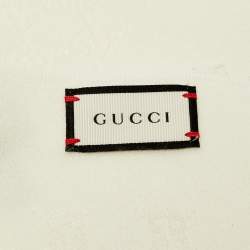 Pre Owned Gucci Off White GG Jacquard Cashmere Fringed Scarf