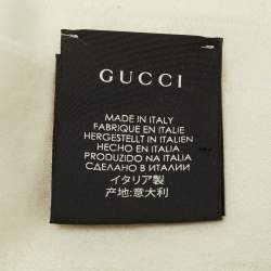 Pre Owned Gucci Off White GG Jacquard Cashmere Fringed Scarf