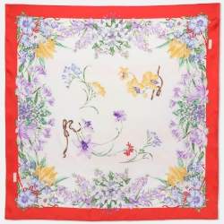 Pre Owned Gucci Multicolor Floral Print Silk Scarf