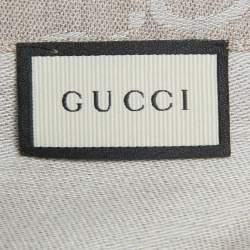 Pre Owned Gucci Brown GG Logo Jacquard Wool & Silk Shawl