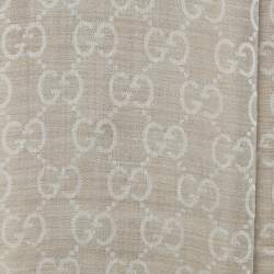 Pre Owned Gucci Brown GG Logo Jacquard Wool & Silk Shawl