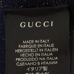 Pre Owned Gucci Navy Blue Metallic GG Wool Scarf