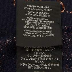 Pre Owned Gucci Navy Blue Metallic GG Wool Scarf