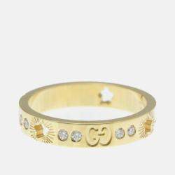 Pre Owned Gucci Icon Star Ring Diamond 18K Yellow Gold Fashion Band Ring EU 57