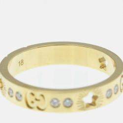 Pre Owned Gucci Icon Star Ring Diamond 18K Yellow Gold Fashion Band Ring EU 57