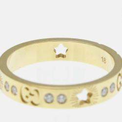 Pre Owned Gucci Icon Star Ring Diamond 18K Yellow Gold Fashion Band Ring EU 57
