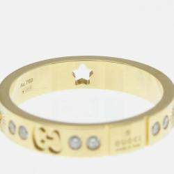 Pre Owned Gucci Icon Star Ring Diamond 18K Yellow Gold Fashion Band Ring EU 57