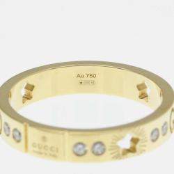 Pre Owned Gucci Icon Star Ring Diamond 18K Yellow Gold Fashion Band Ring EU 57