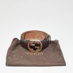 Pre Owned Gucci Dark Brown Guccissima Leather Interlocking G Belt 95CM