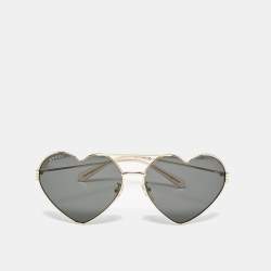 Pre Owned Gucci Black/Gold Tone GG1283S Heart Aviator Sunglasses