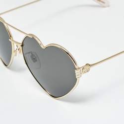 Pre Owned Gucci Black/Gold Tone GG1283S Heart Aviator Sunglasses
