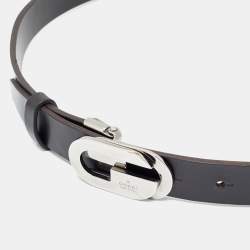 Pre Owned Gucci Dark Brown Leather G Buckle Belt 70CM