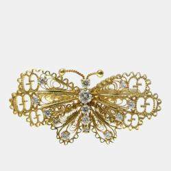 Pre Owned Gucci Le March Des Merveilles Butterfly Yellow Gold 18K Fashion Diamond Band Ring Gold EU 52 