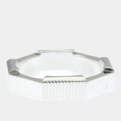 Pre Owned Gucci Link To White Gold 18K Fashion No Stone Band Ring Silver EU 52