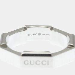 Pre Owned Gucci Link To White Gold 18K Fashion No Stone Band Ring Silver EU 52