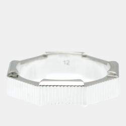 Pre Owned Gucci Link To White Gold 18K Fashion No Stone Band Ring Silver EU 52