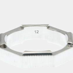 Pre Owned Gucci Link To White Gold 18K Fashion No Stone Band Ring Silver EU 52