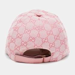 Pre Owned Gucci Pink GG Jacquard Canvas Baseball Cap L/59 cm