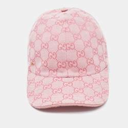 Pre Owned Gucci Pink GG Jacquard Canvas Baseball Cap L/59 cm