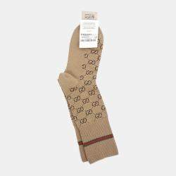 Pre Owned Gucci Beige Web GG Sock