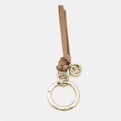 Pre Owned Gucci Beige Leather Interlocking G Keychain