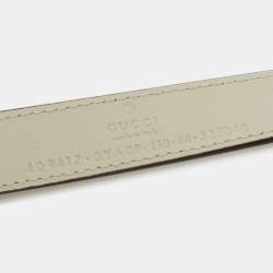 Pre Owned Gucci Ivory Leather GG Marmont Slim Buckle Belt 110CM