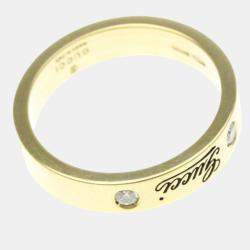 Pre Owned Gucci Icon Print Diamond Yellow Gold 18K Fashion Diamond Band Ring Gold