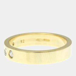Pre Owned Gucci Icon Print Diamond Yellow Gold 18K Fashion Diamond Band Ring Gold