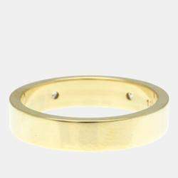 Pre Owned Gucci Icon Print Diamond Yellow Gold 18K Fashion Diamond Band Ring Gold