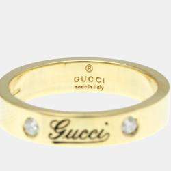 Pre Owned Gucci Icon Print Diamond Yellow Gold 18K Fashion Diamond Band Ring Gold