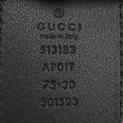 Pre Owned Gucci Black Leather Crystal Embellished Marmont Belt 75CM