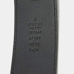 Pre Owned Gucci Black Leather GG Marmont Buckle Belt 80 CM