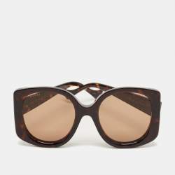 Pre Owned Gucci Brown Gradient GG1257S Interlocking G Oversized Sunglasses